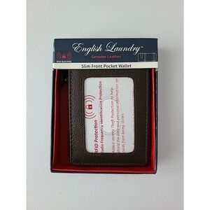 NEW English Laundry Genuine Leather RFID Blocking Slim Front Pocket Wallet